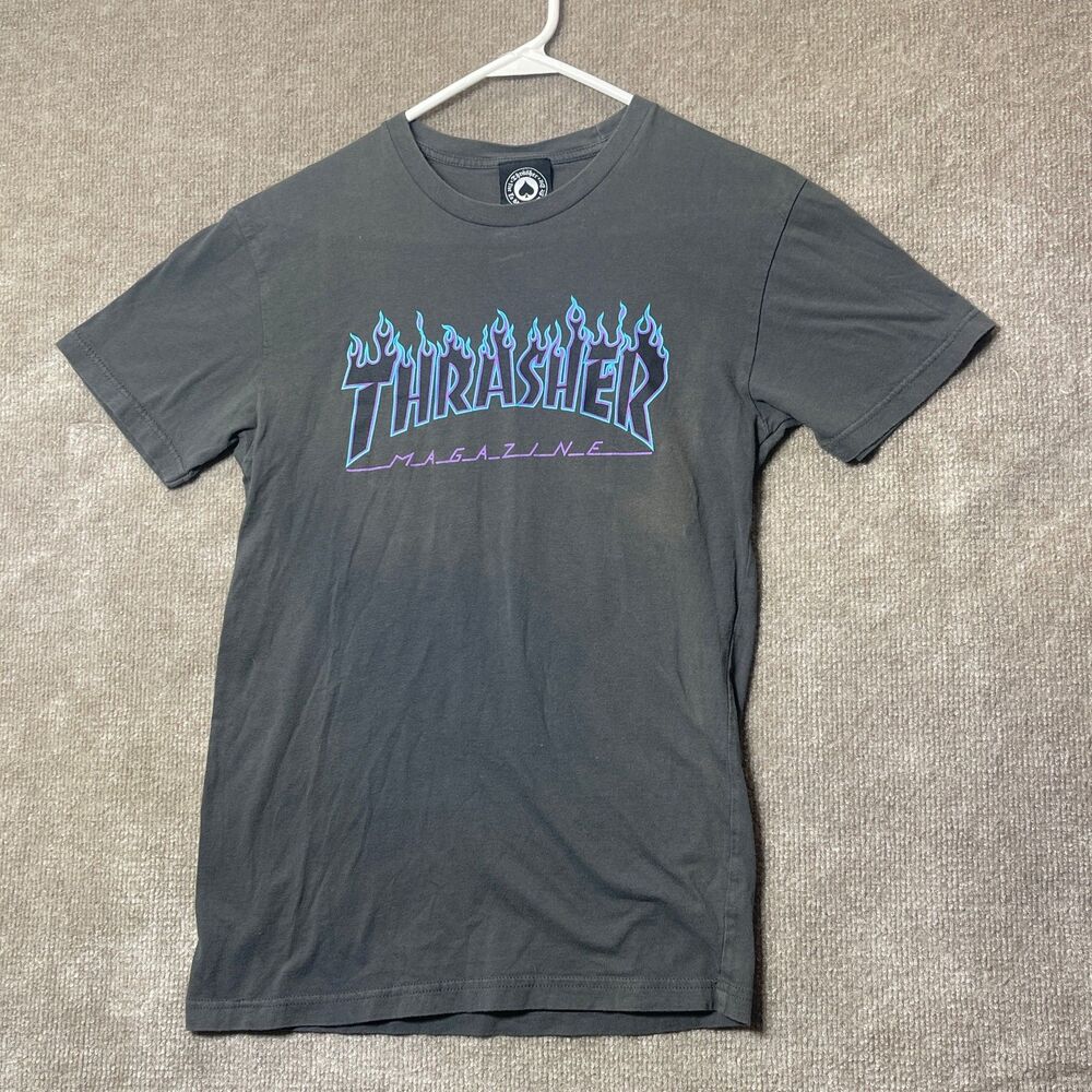 Thrasher Magazine Graphic T Shirt Mens XS Streetwear Casual Flame Logo Cotton
